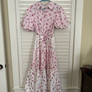 Peach Love California Pink and White Floral Maxi Dress